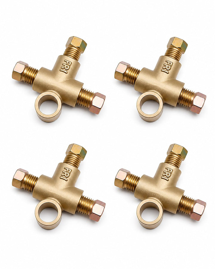 SevnYoko front view of 3-way T-fitting kit showing included nuts and tees, reliable replacement