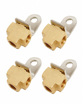 SevnYoko front view brass tee showing ports and bracket for secure mounting