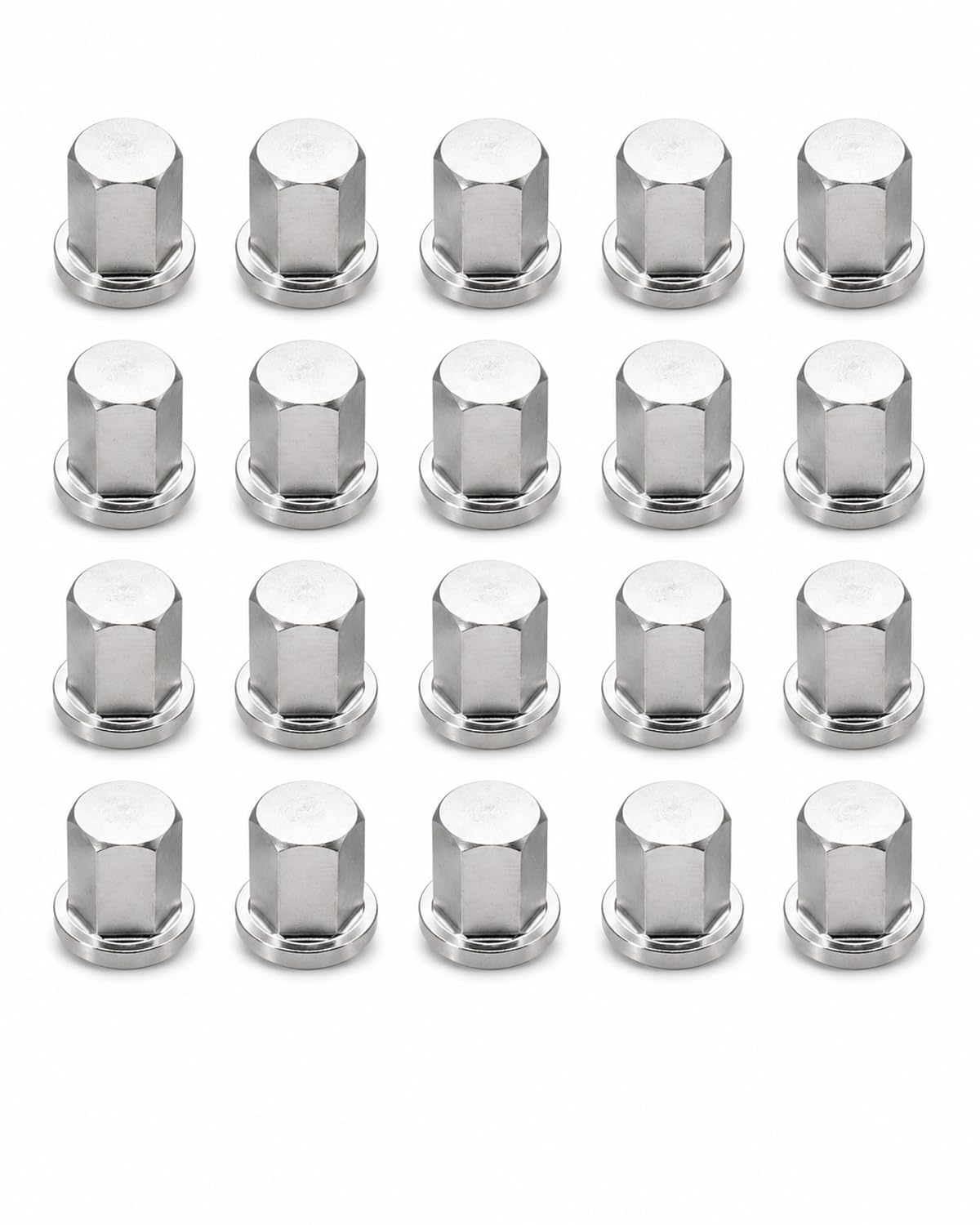 SevnYoko twenty stainless steel battery nuts stacked, ideal for fleet maintenance