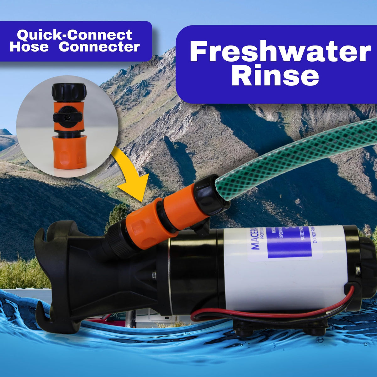 SewerFlo pumping at an RV dump station showing long-distance discharge capability