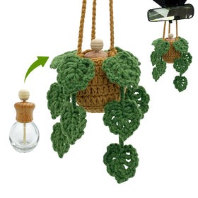 SGIBYN crochet diffuser front view showing plant design and bottle benefits