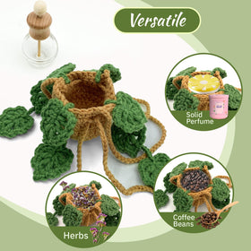 SGIBYN crochet pot with coffee beans illustrating natural scent option