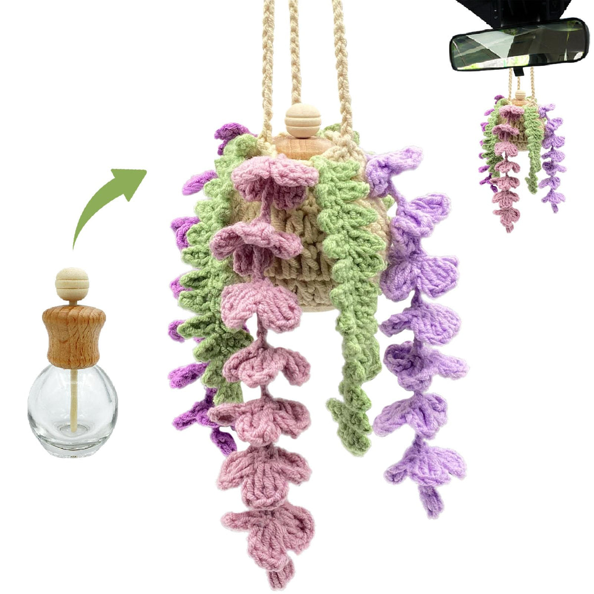 SGIBYN front view of crochet wisteria diffuser showing elegant design and charm