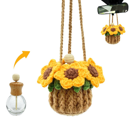 SGIBYN crochet sunflower front view showing cheerful decorative benefit