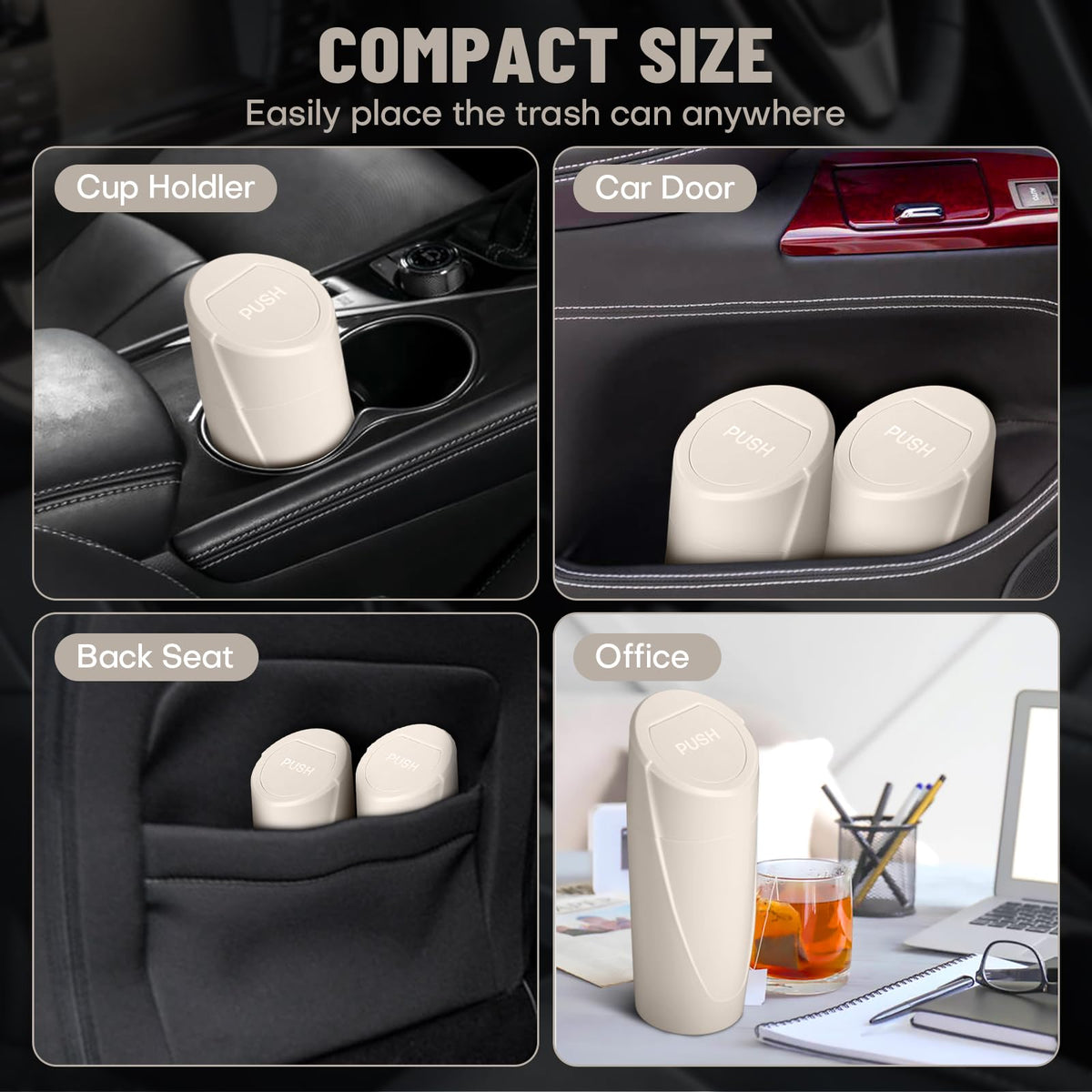 SGLRT bin seated in cup holder for tidy cabin benefit