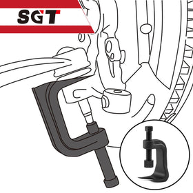 SGT SUPER GARAGE TOOLS lower control arm prying tool close-up providing extra leverage