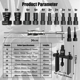 SGT SUPER GARAGE TOOLS close-up of ten expandable collets showing sizes and secure inner grip