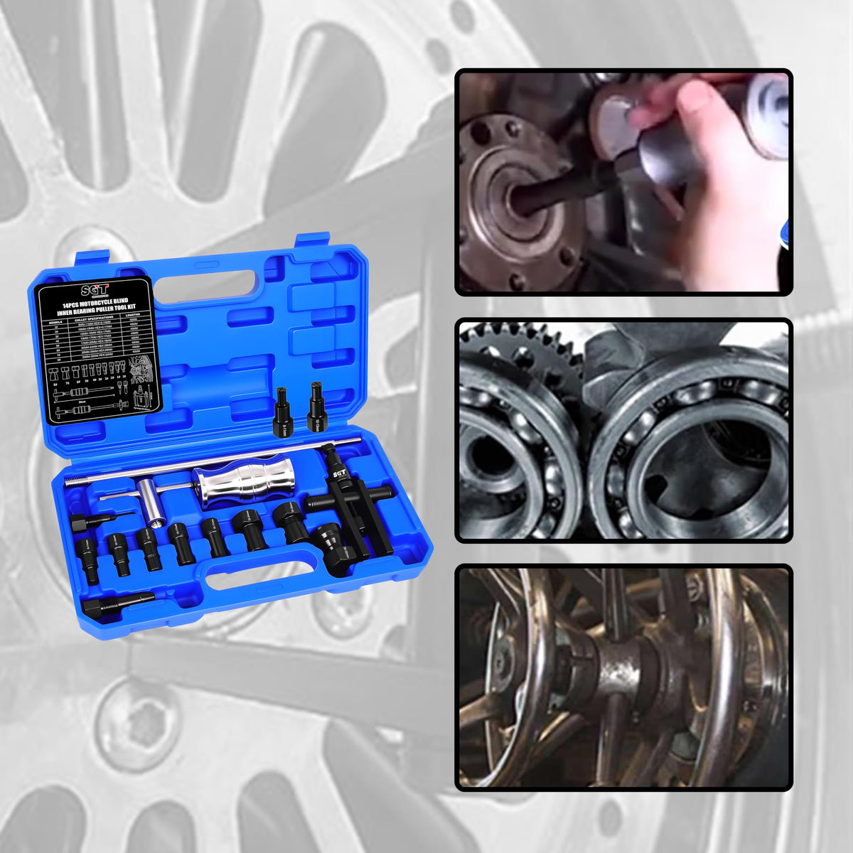 SGT SUPER GARAGE TOOLS slide hammer mid-stroke demonstrating controlled impact extraction