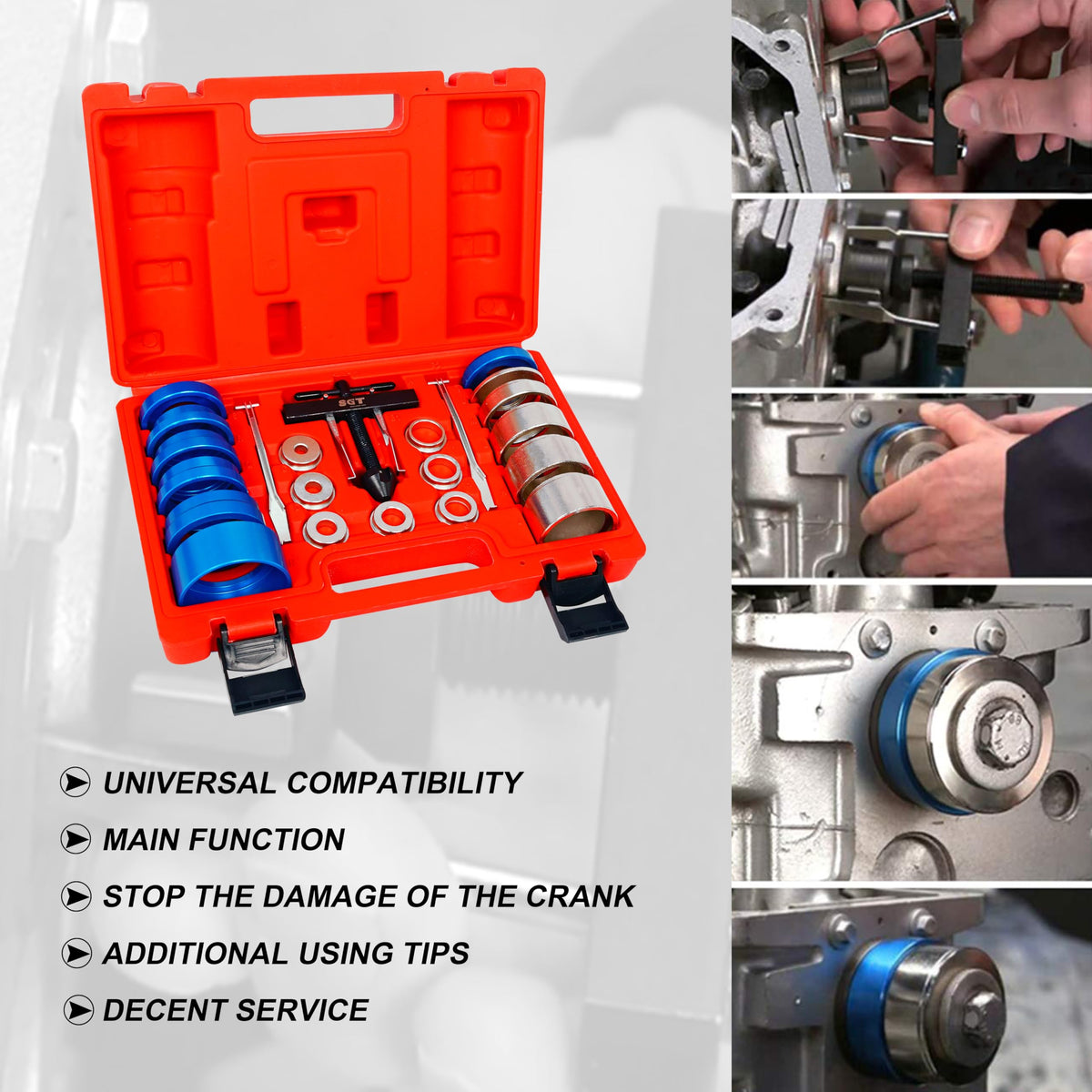 SGT SUPER GARAGE TOOLS bolt adapters laid out for quick size selection
