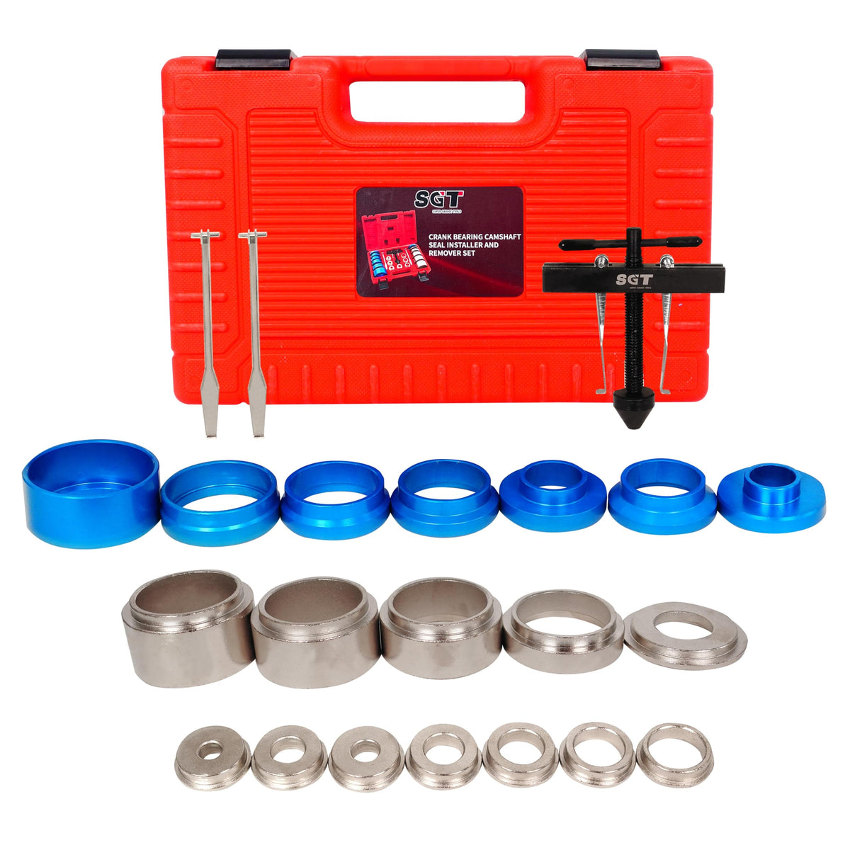 SGT SUPER GARAGE TOOLS on a garage bench ready for mechanic use and convenience