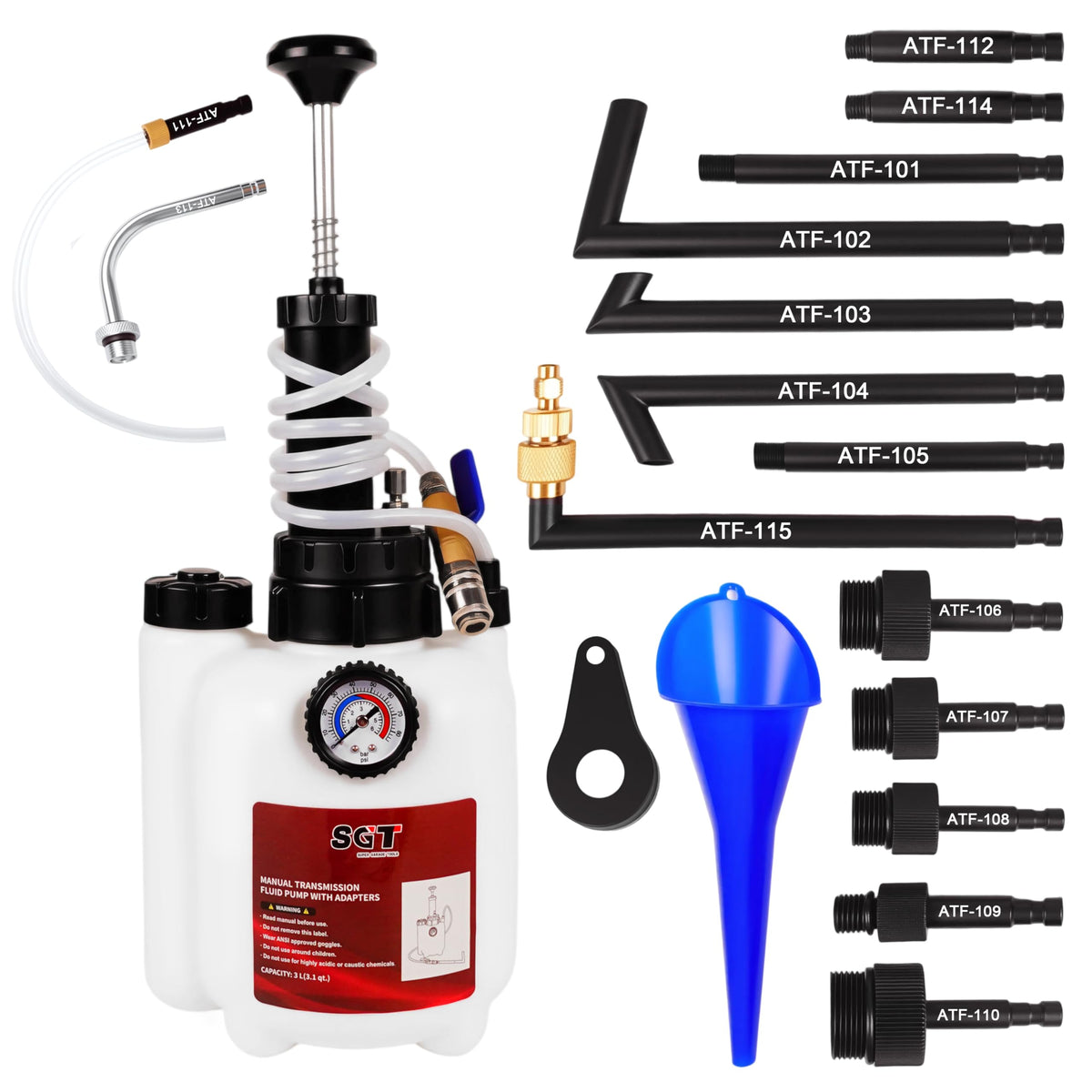 SGT Super Garage Tools pump front view showing kit and portability benefit