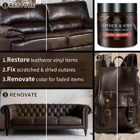 SHABEIBEI applying balm to sofa showing restored color and finish