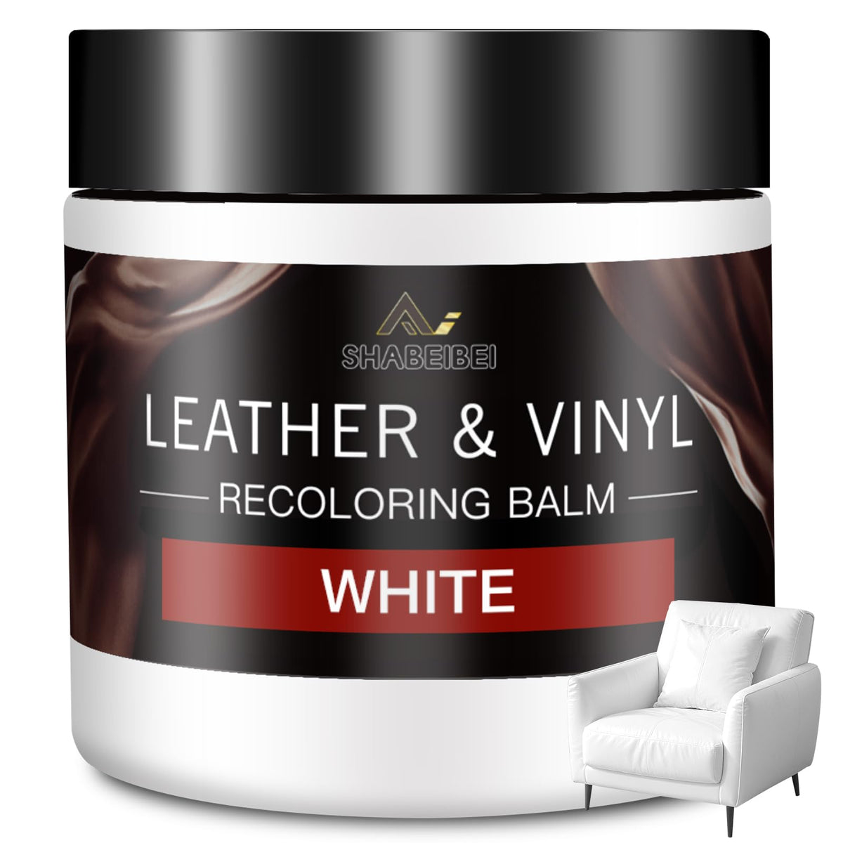 SHABEIBEI front packaging of white leather balm showing product name and benefits
