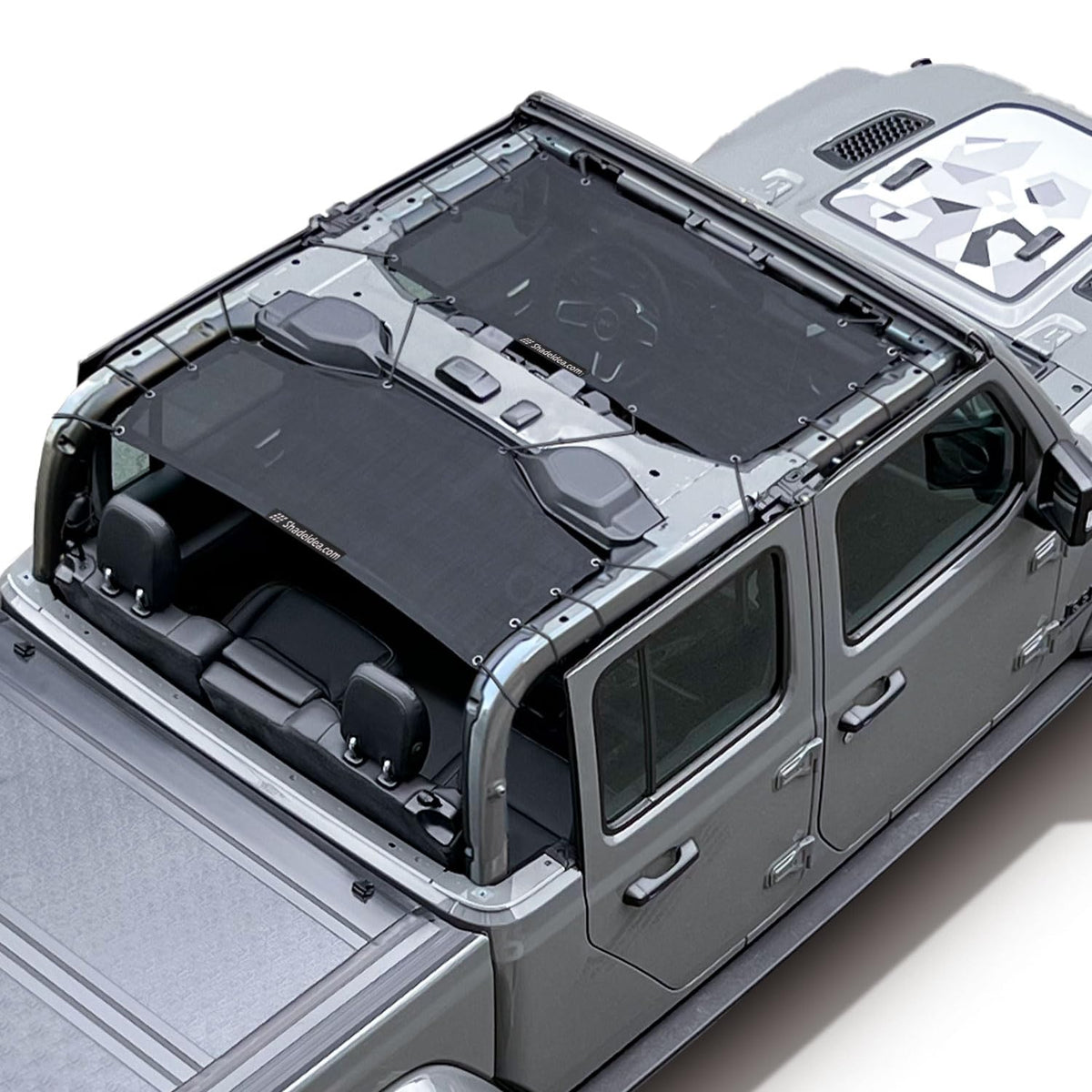 Shadeidea front overview showing full mesh top and cooled cabin benefit