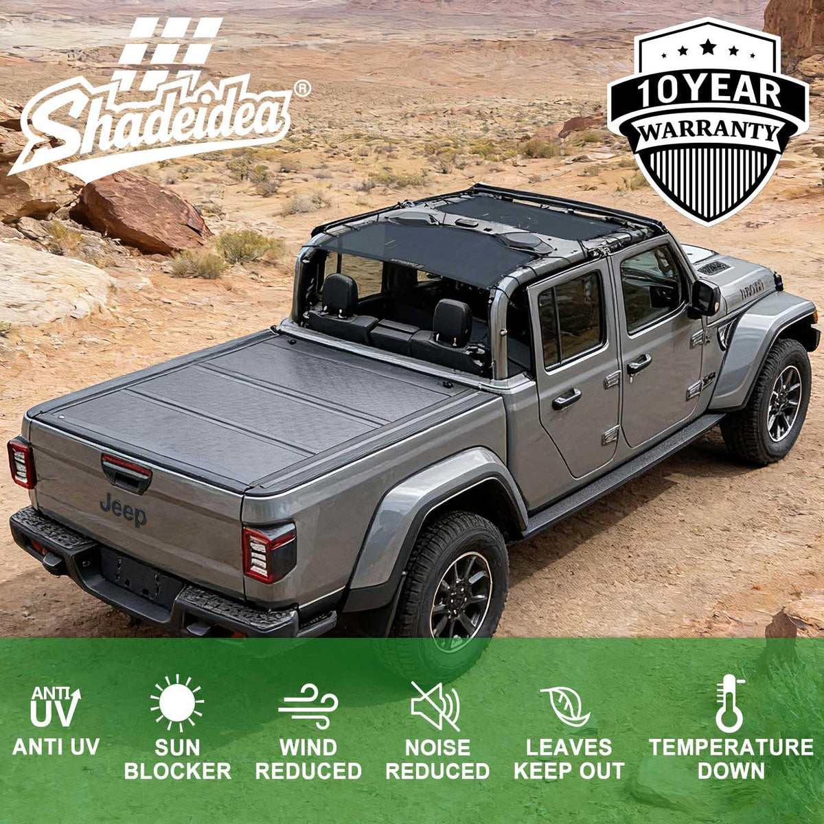 Shadeidea J hook mount attached to roll bar for fast tool-free install
