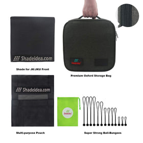 Shadeidea color-matched storage pouch and bungees for tidy transport and protection