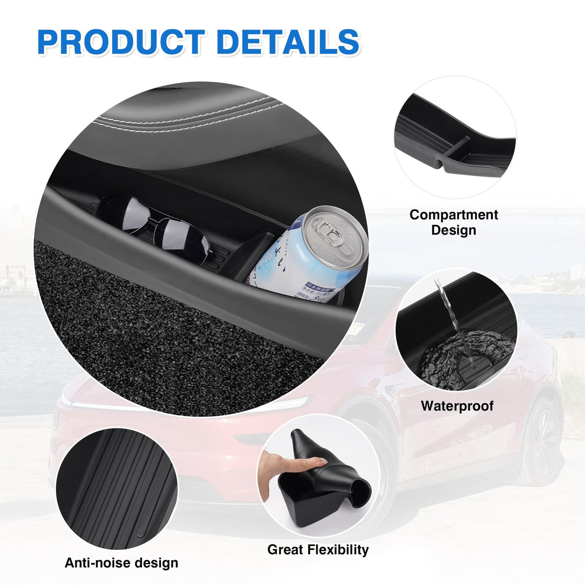 Shademax compartment detail separating keys coins and sunglasses