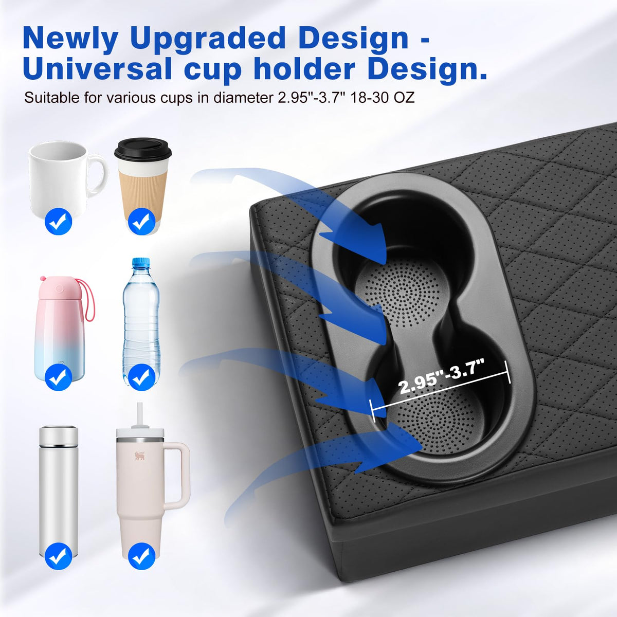 Shademax cup holder detail holding travel mug securely for spill reduction
