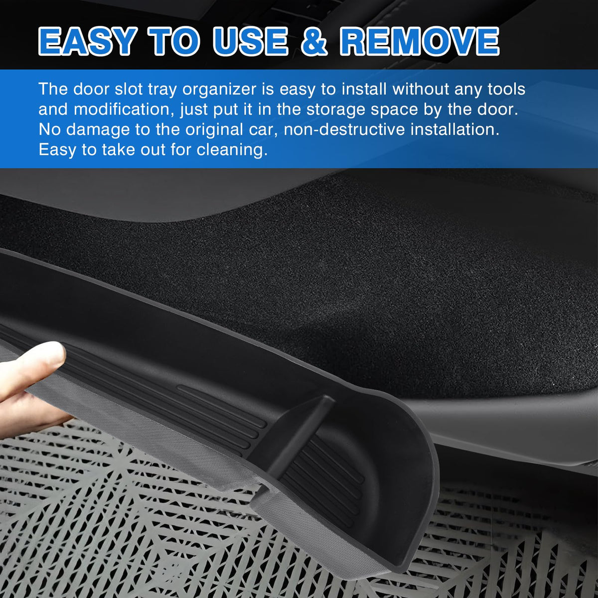 Shademax lifestyle shot in Model Y Juniper keeping interior clean