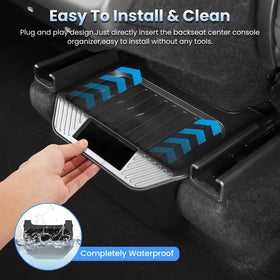 Shademax lifestyle backseat scene showing tidy interior and passenger comfort benefit