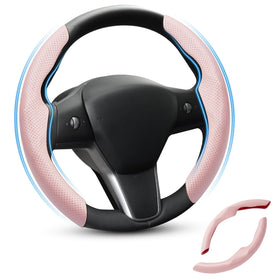 Shademax front view of pink carbon fiber cover showing fit and style