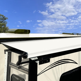 SHADEPLUS fabric roll front view showing size and clean edge, protects slide topper