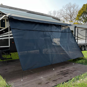 SHADEPLUS front view of full awning screen showing privacy and shade benefit