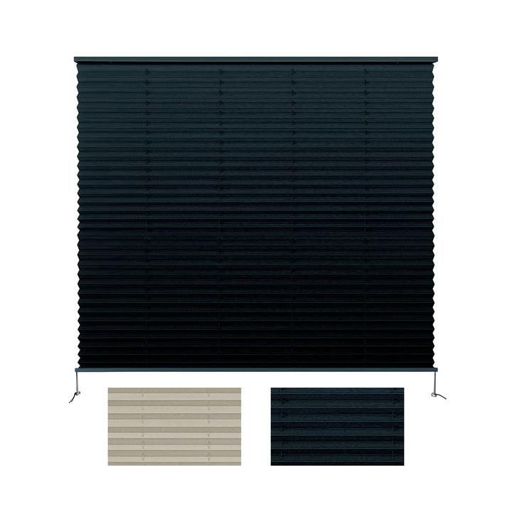 SHADEPLUS front view of 26x24 black RV blind showing neat fold and compact profile benefit