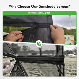 SHADEPLUS installed on a 14ft awning showing improved shade and privacy