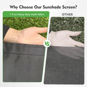 SHADEPLUS installed on RV awning creating shade and privacy