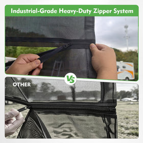 SHADEPLUS zipper detail showing reinforced teeth for durability and wind resistance
