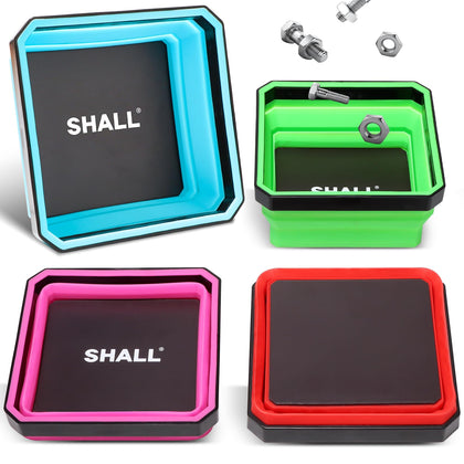 SHALL front packaging showing four-color magnetic parts trays and benefits