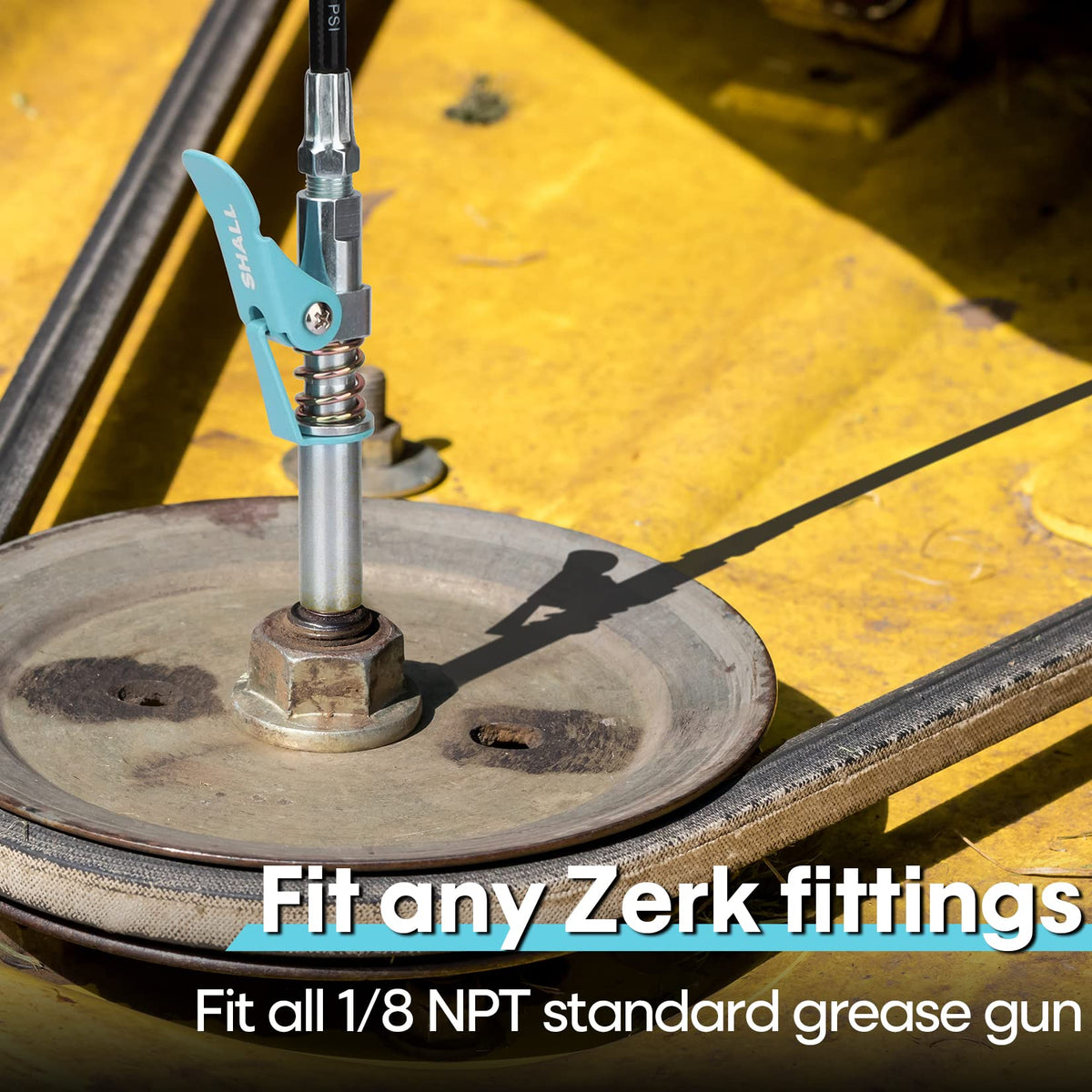 SHALL fittings cleaner tool closeup removing grease showing improved seating and cleaner fittings benefit