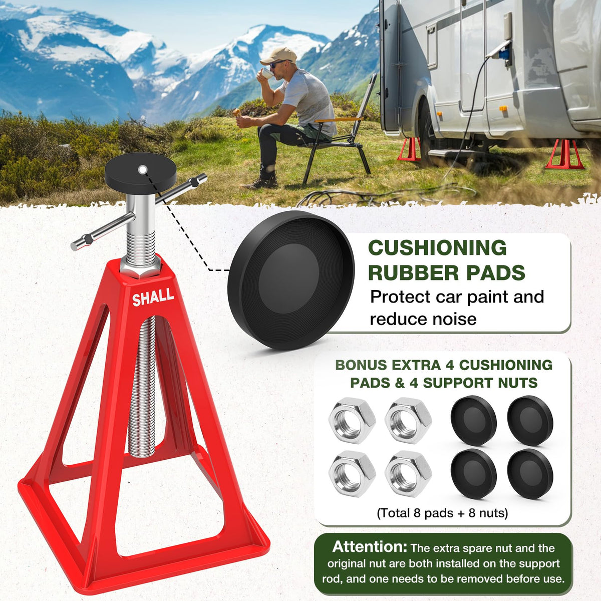 SHALL jacks nested together for compact storage and portability