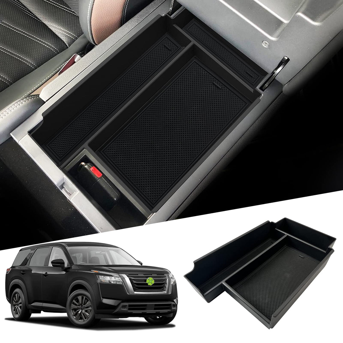 SHAOHAO lifestyle shot of driver reaching into console demonstrating convenient organization benefit