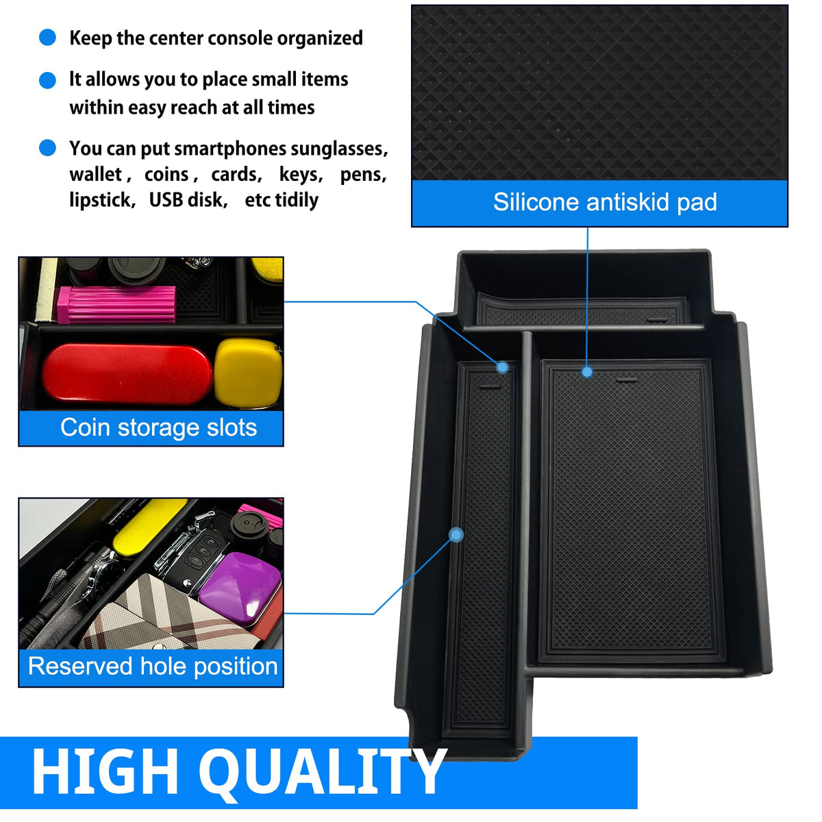 SHAOHAO tray beside wallet showing scale and added storage capacity benefit