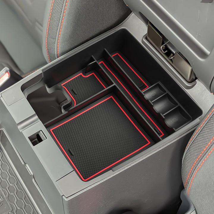 SHAOHAO front view of console tray showing tidy compartments and improved access