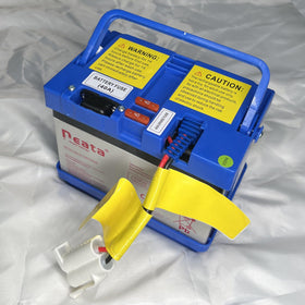 SHARIVVY battery front label showing specifications and durable case for reliable power