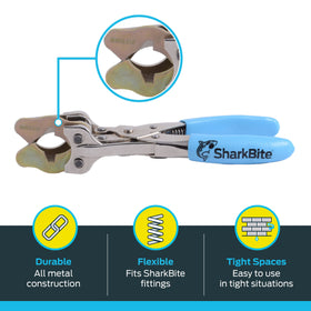 SharkBite head engaging a push-to-connect fitting to release pipe quickly