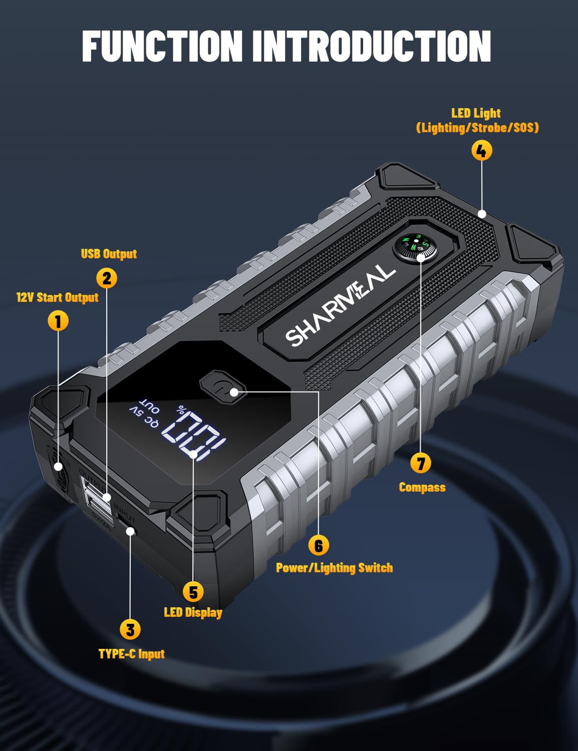 Sharmeal connected to car battery during jump start for fast recovery