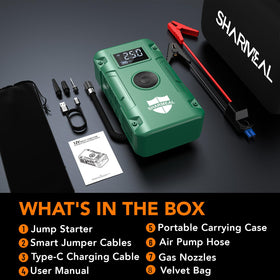 Sharmeal roadside scene with jump starter and flashlight lit, supports emergencies and visibility