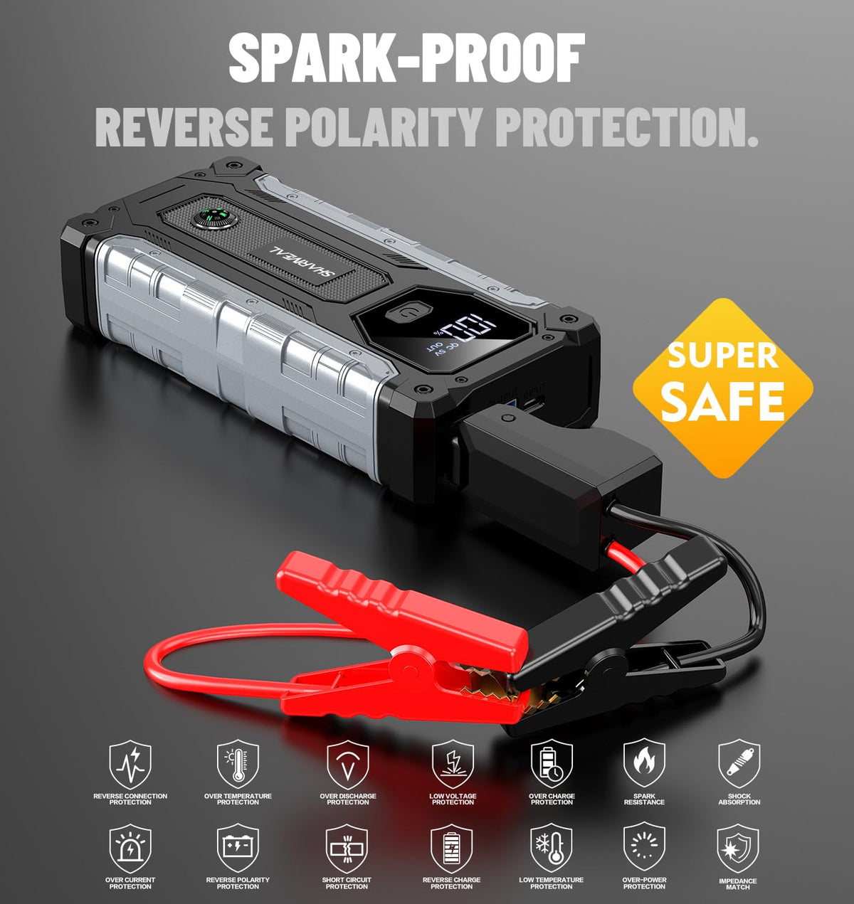 Sharmeal LED on high mode illuminating dark scene for emergency visibility