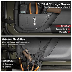 SHEAM pocket installed in Jeep lifestyle scene showing organized interior