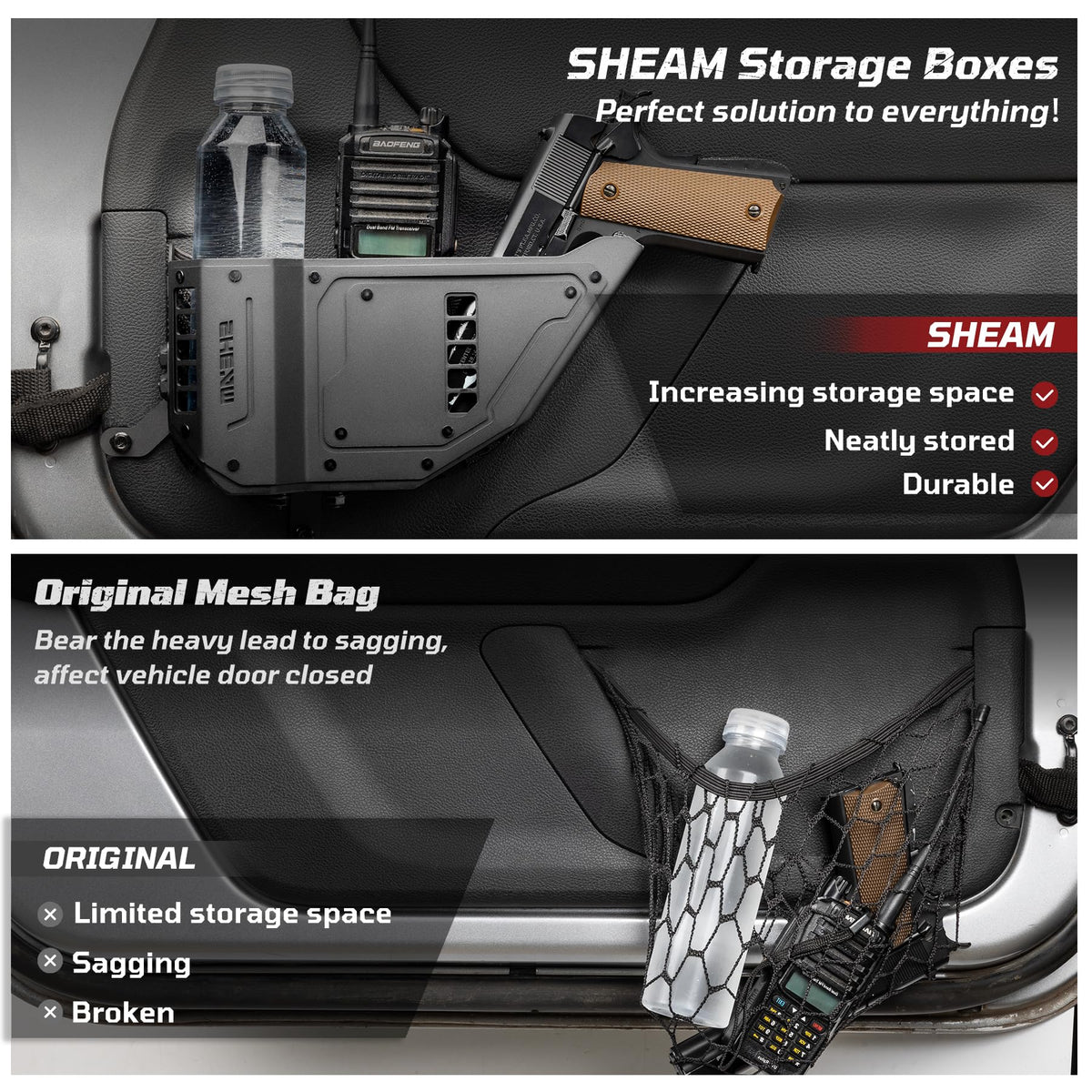 SHEAM detail of integrated cup holder showing secure bottle support
