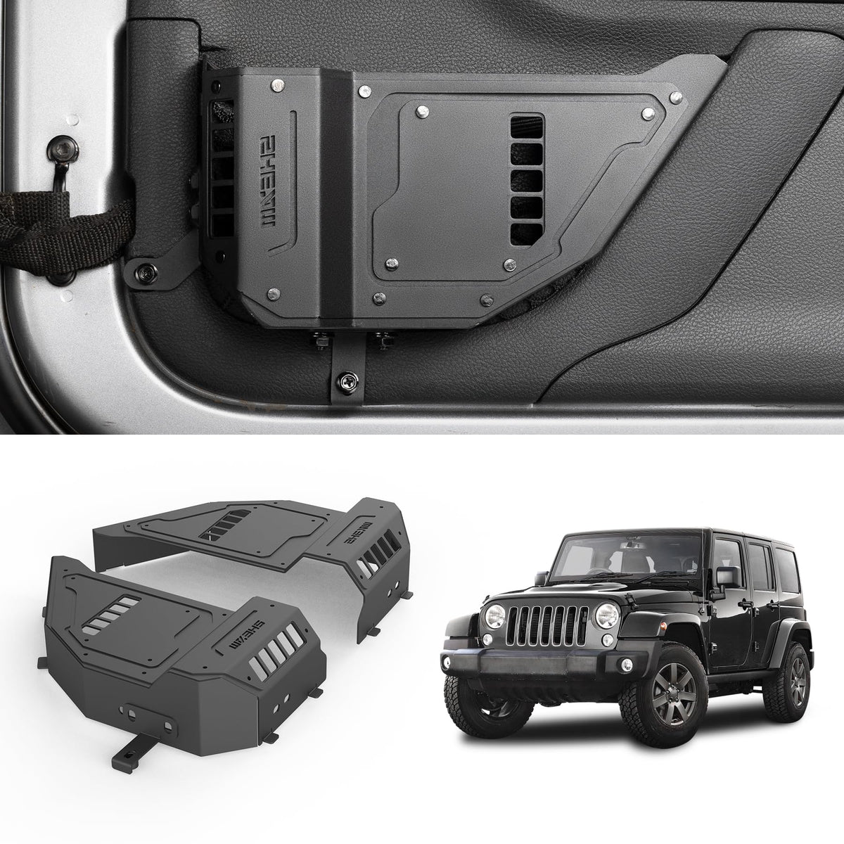 SHEAM front view of metal door pocket showing durable fit and organized storage