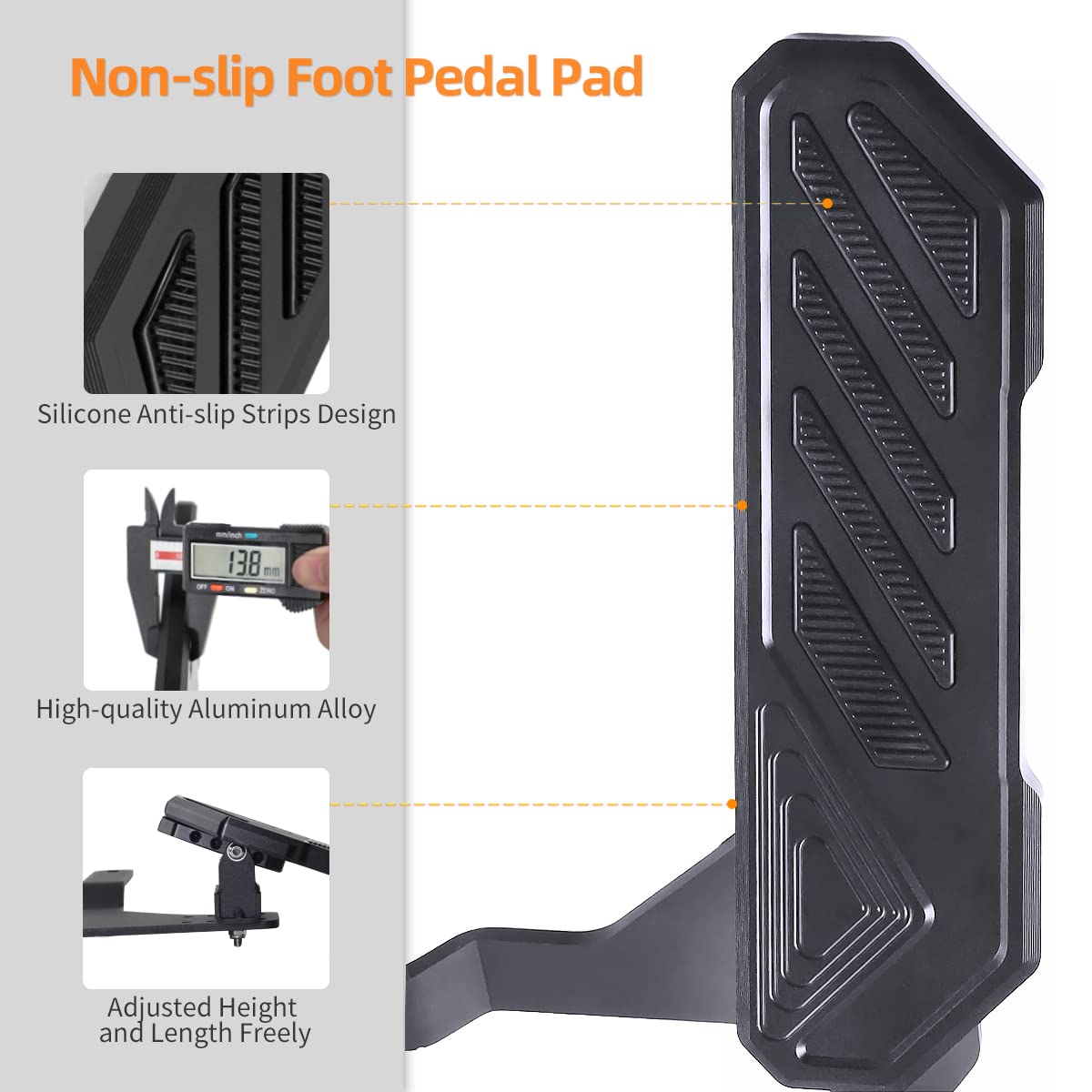 SHEAM pedal mounted in Jeep Wrangler driver side demonstrating easier foot rest