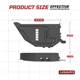 SHEAM door pocket with phone and flashlight shows real-world capacity