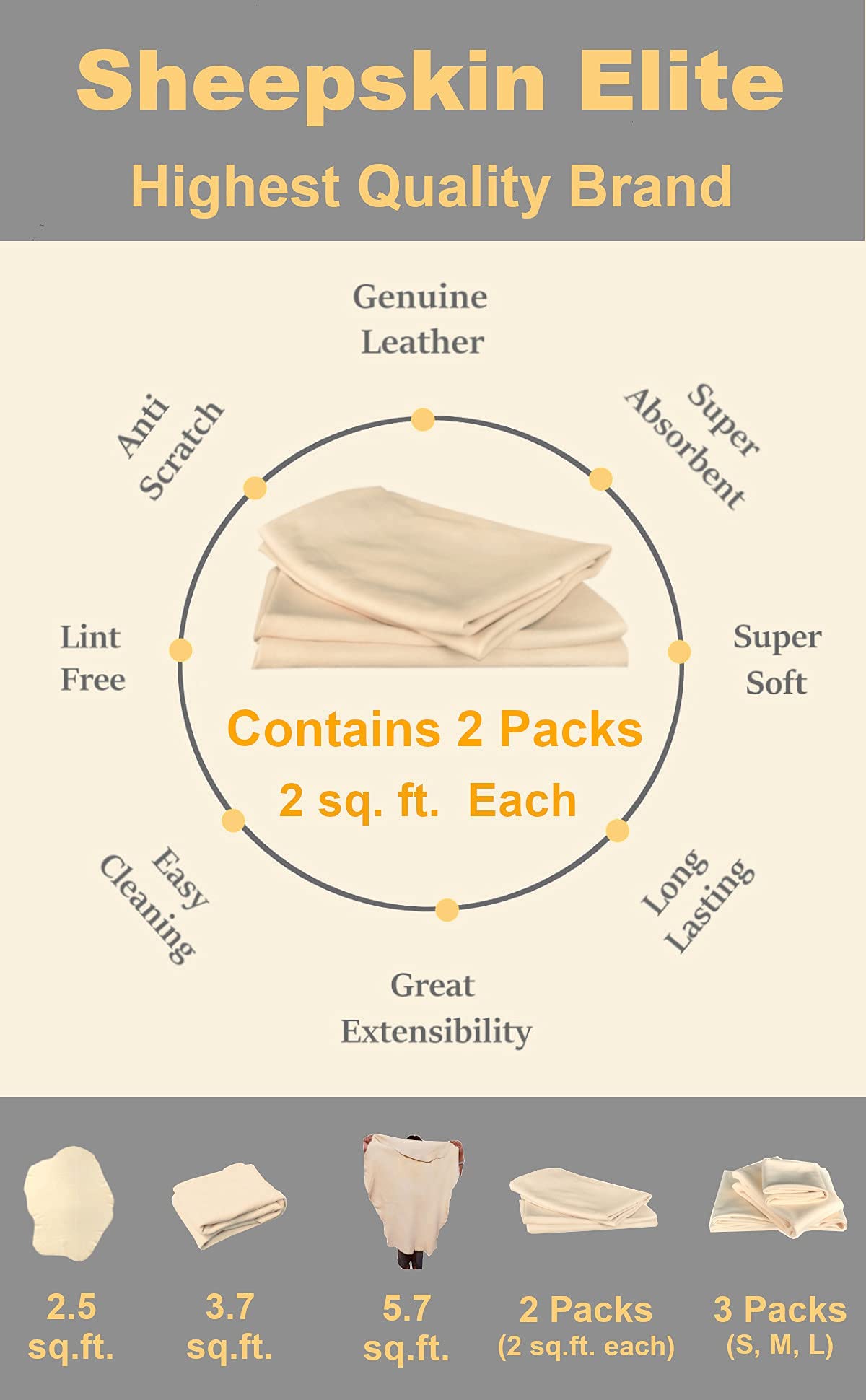 SHEEPSKIN ELITE close-up of leather grain highlighting durability and scratch-free finish
