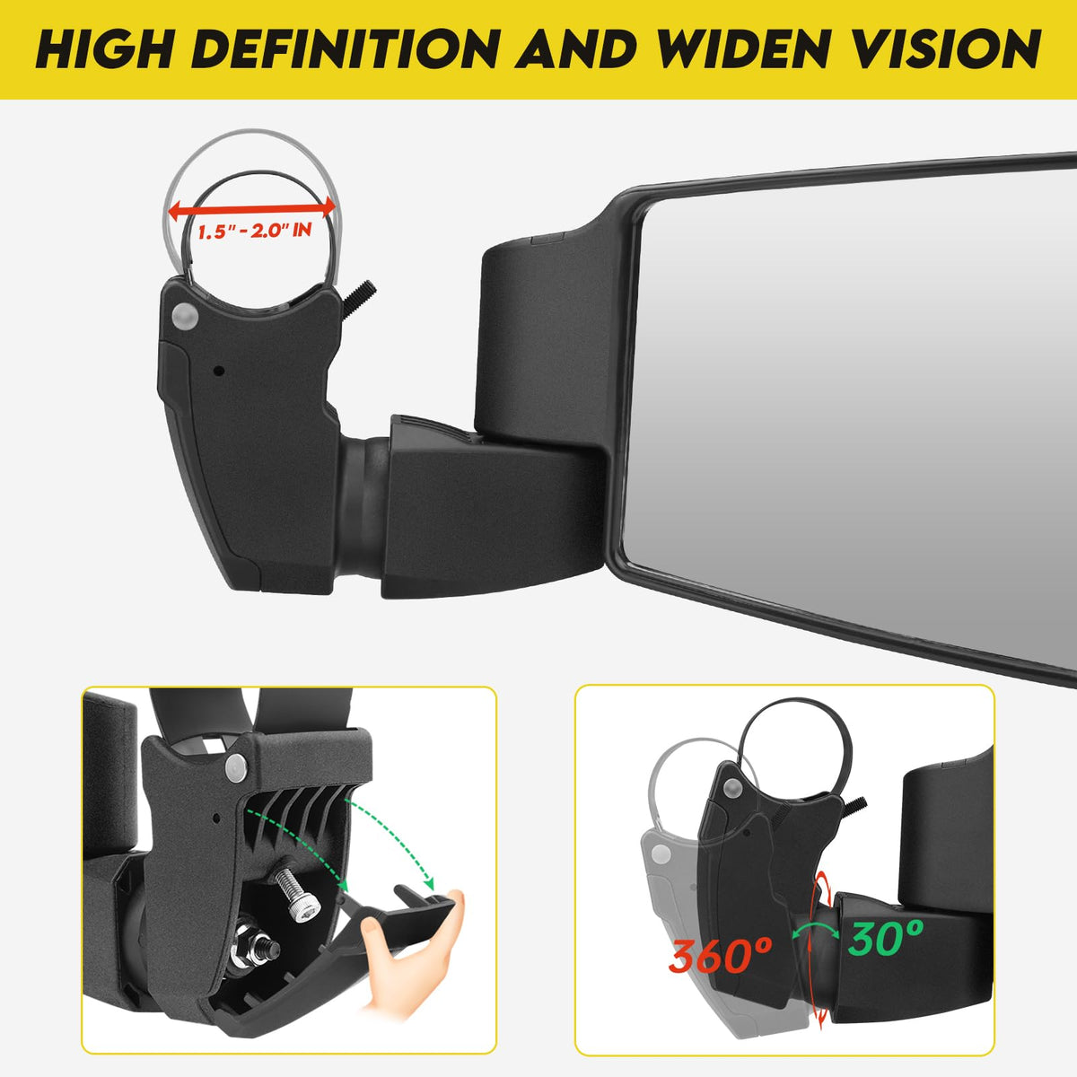 SHEJISI convex glass detail highlighting broader rear visibility benefit