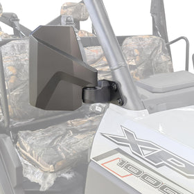 SHEJISI front-mounted A-pillar mirror on Polaris Ranger showing stable fit and improved view
